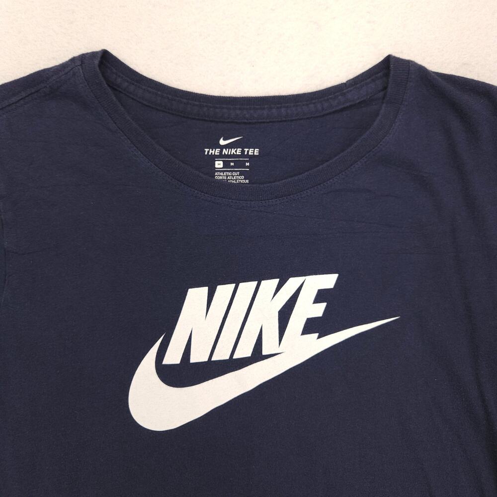 Nike Casual Short Sleeve Crew Neck Graphic T Shirt Womens Size M Navy 16978